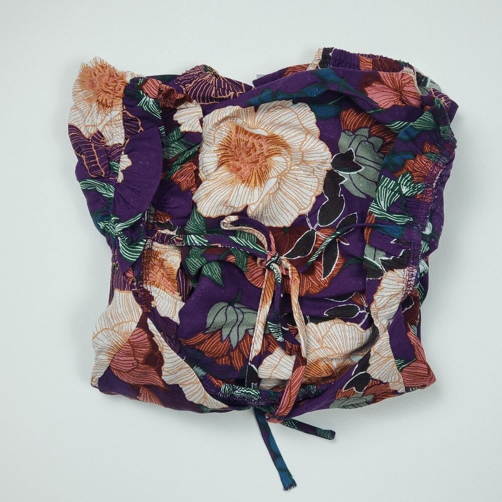 Band Of The Free Floriane LS Blouse Womens Medium Purple Ivory Boho Coquette NWT - Picture 15 of 16